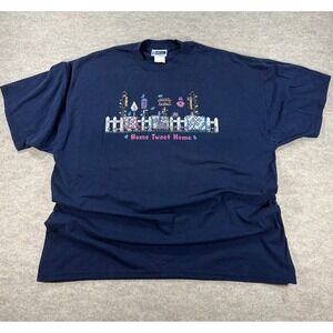 Endless Designs Vintage Home Tweet Home Birdhouse T-Shirt Navy Blue 2X